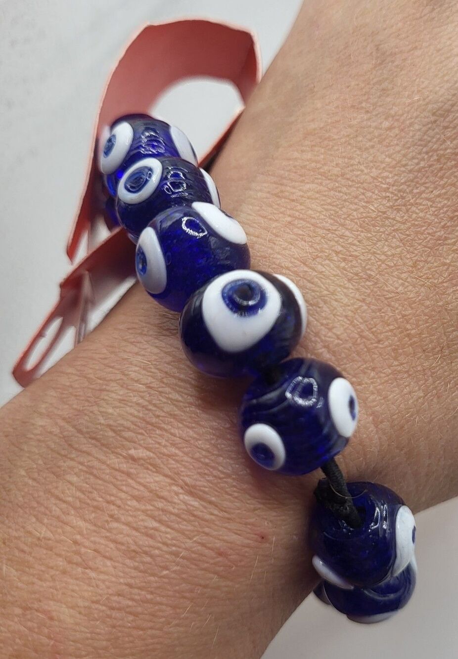 New W Tags Traditional Turkish Evil Eye (Nazar) Glass Bead Bracelet 7in Stretchy